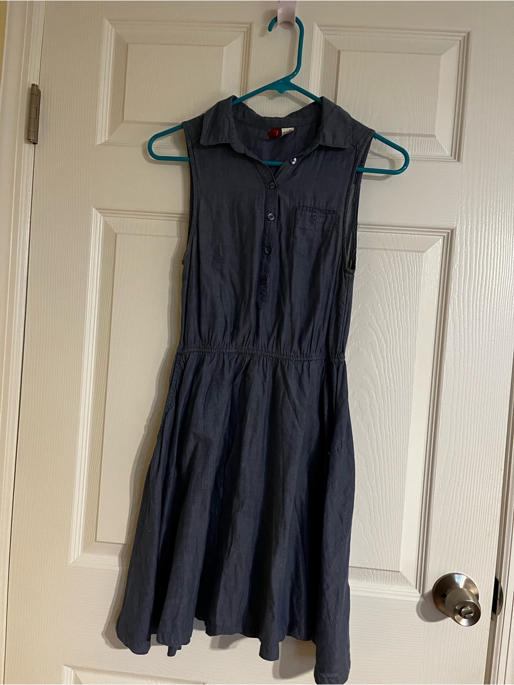 Divided Navy Sleeveless Shirtwaist Dress